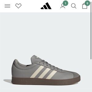 adidas VL Court Base, Grey with White Stripes and Brown Sole size 9us